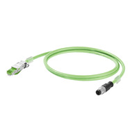 Câble pour chaîne porte-câbles Cat.5 PUR - RJ45 IP20 / M12 IP67 droit mâle