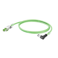Câble pour chaîne porte-câbles Cat.5 PUR - RJ45 IP20 / M12 IP 67 mâle, coudé