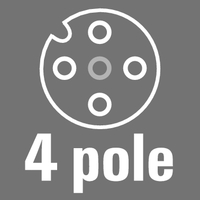4-pole, A-coded with 2 x LEDs